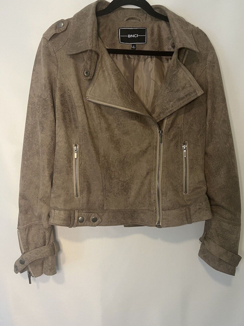 BNCI by Blanc Noir Jacket Womens Size Medium Brown Soft Motocycle Full Zip